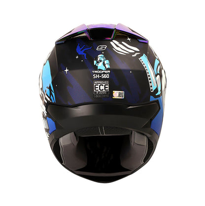 CASCO SHAFT SH-560 TROOPER NEGRO AZUL VISOR IRIDIUM