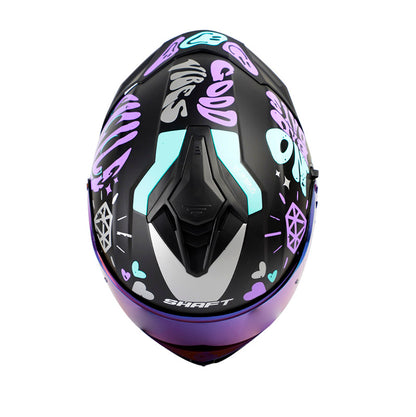 CASCO SHAFT SH-598GTR LOVELY NEGRO MORADO VISOR IRIDIUM AZUL
