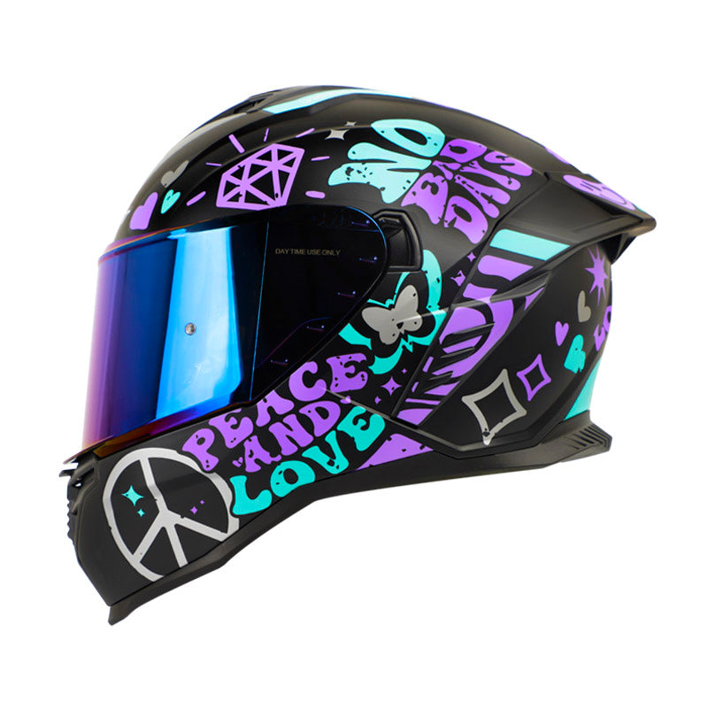 CASCO SHAFT SH-598GTR LOVELY NEGRO MORADO VISOR IRIDIUM AZUL