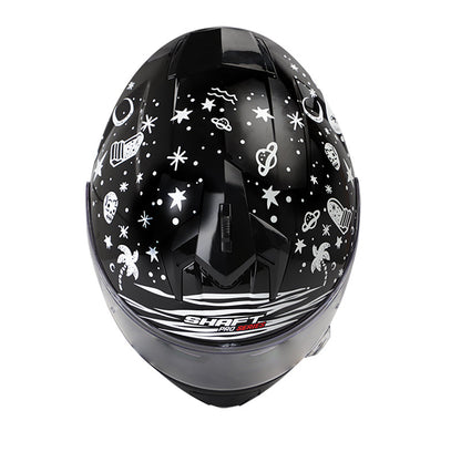 CASCO SHAFT SH-610DV PRO TIGRE NEGRO BLANCO VISOR PLATA
