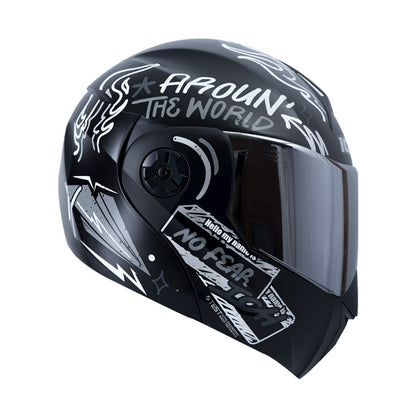 CASCO ICH ICH-3110DV NO FEAR MATE NEGRO GRIS VISOR PLATA