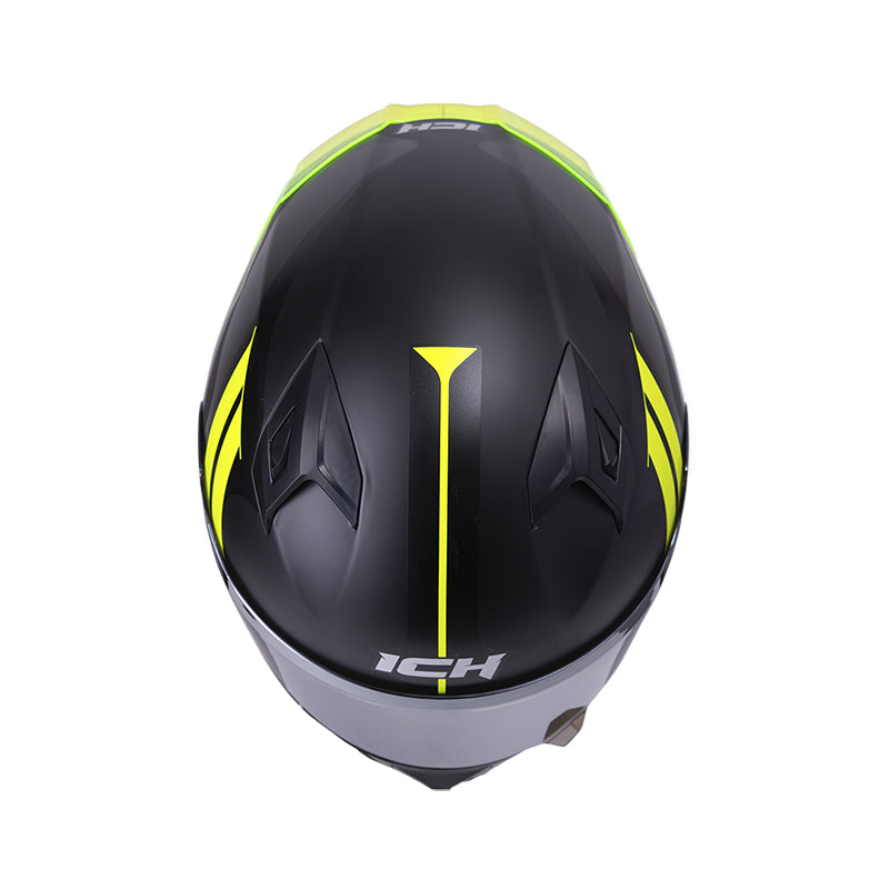 CASCO ICH-503 NEZA MATE NEGRO AMARILLO NEON VISOR PLATA
