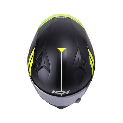 CASCO ICH-503 NEZA MATE NEGRO AMARILLO NEON VISOR PLATA