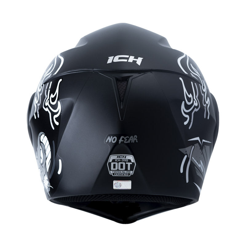CASCO ICH ICH-3110DV NO FEAR MATE NEGRO GRIS VISOR PLATA