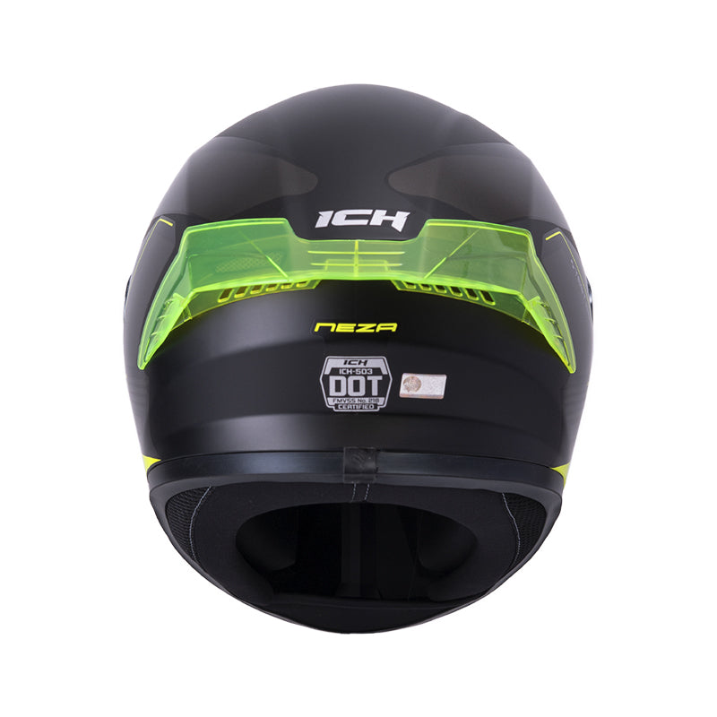 CASCO ICH-503 NEZA MATE NEGRO AMARILLO NEON VISOR PLATA