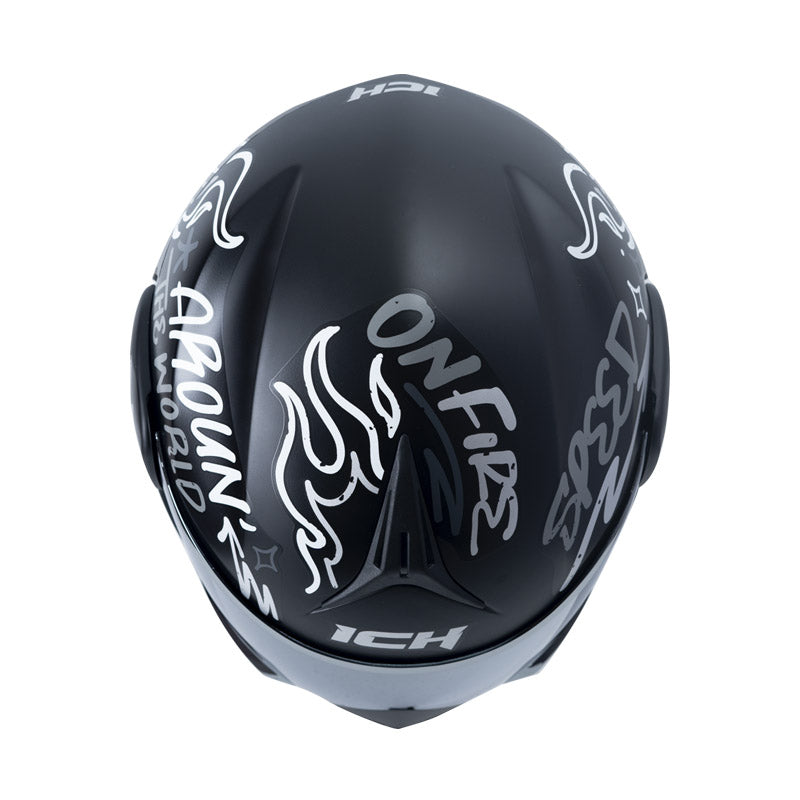 CASCO ICH ICH-3110DV NO FEAR MATE NEGRO GRIS VISOR PLATA