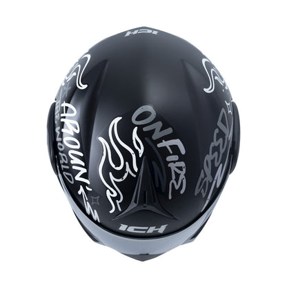 CASCO ICH ICH-3110DV NO FEAR MATE NEGRO GRIS VISOR PLATA