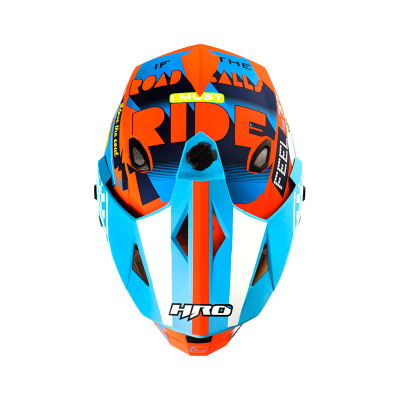 CASCO HRO HRO-MX330DV BYE BYE MATE NARANJA NEON AZUL IRIDIUM