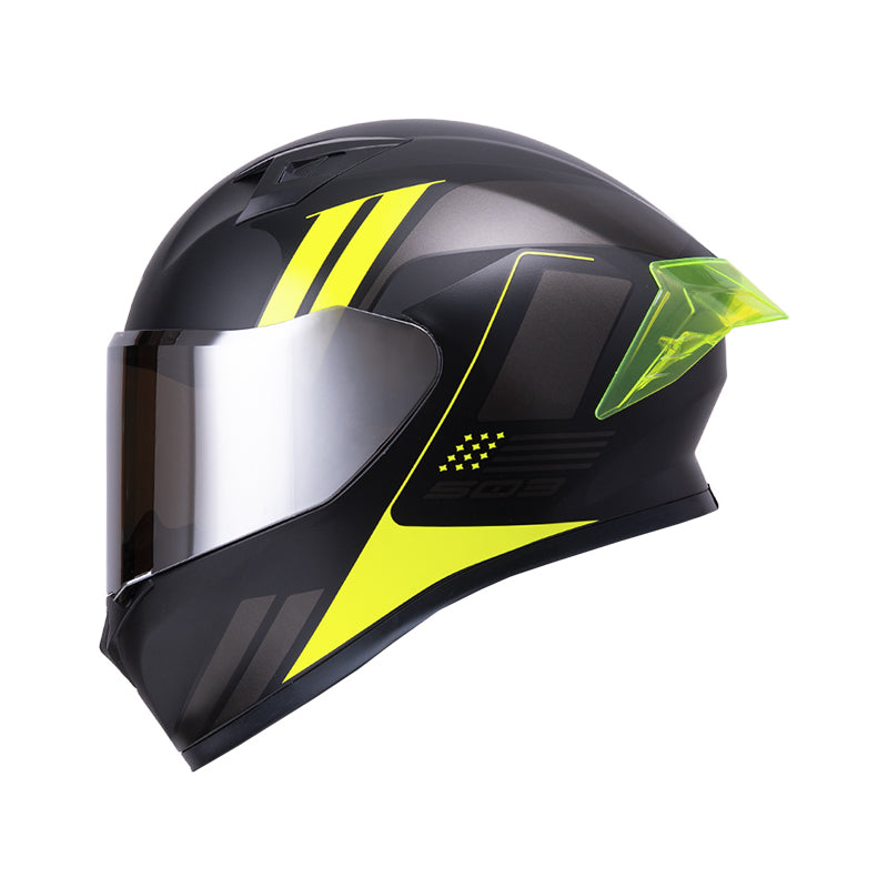 CASCO ICH-503 NEZA MATE NEGRO AMARILLO NEON VISOR PLATA