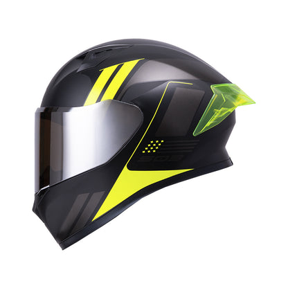 CASCO ICH-503 NEZA MATE NEGRO AMARILLO NEON VISOR PLATA