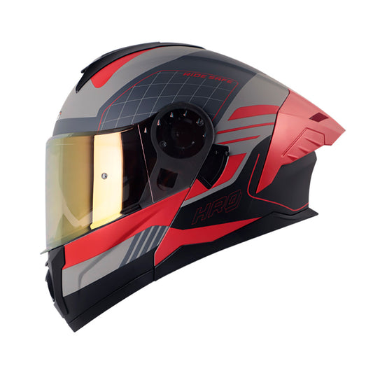 CASCO HRO HRO-3480DV EVO RUMBLE MATE GRIS ROJO VISOR IRIDIUM