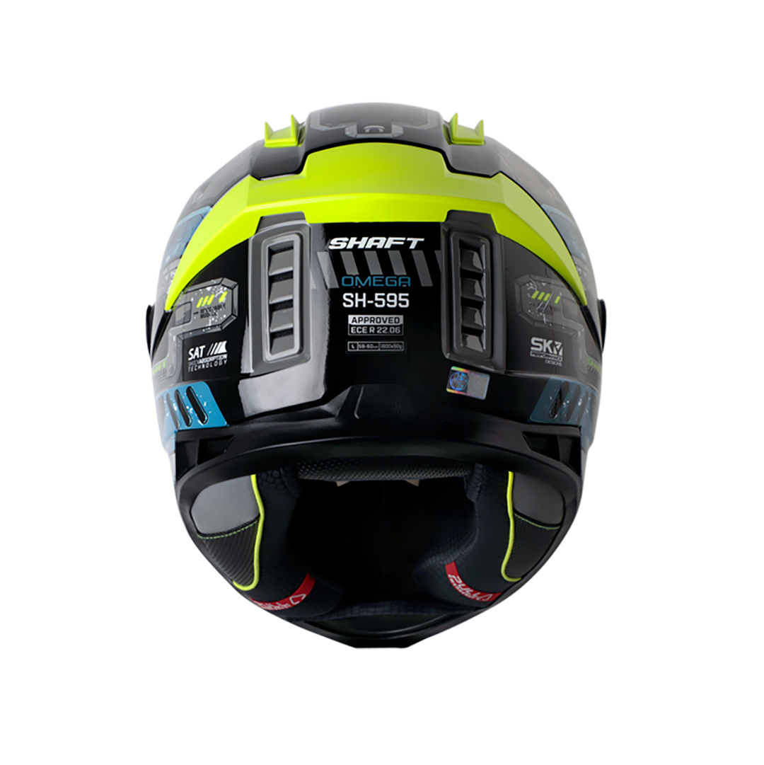 CASCO SHAFT SH-595 OMEGA GRIS AZUL VISOR IRIDIUM AZUL