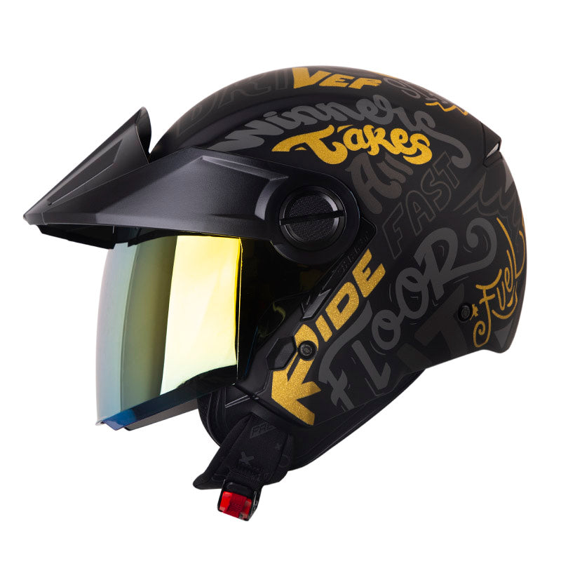 CASCO SHAFT SH-212 RACER MATE NEGRO DORADO VISOR IRIDIUM