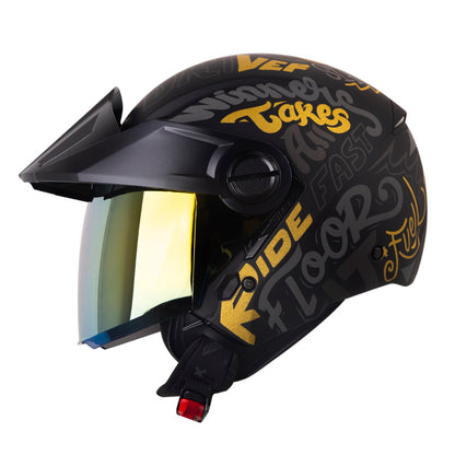 CASCO SHAFT SH-212 RACER MATE NEGRO DORADO VISOR IRIDIUM