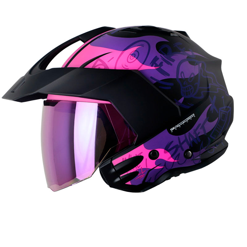 CASCO SHAFT SH-227 TRIAL GHOST RIDER MATE NEGRO FUCSIA VISOR