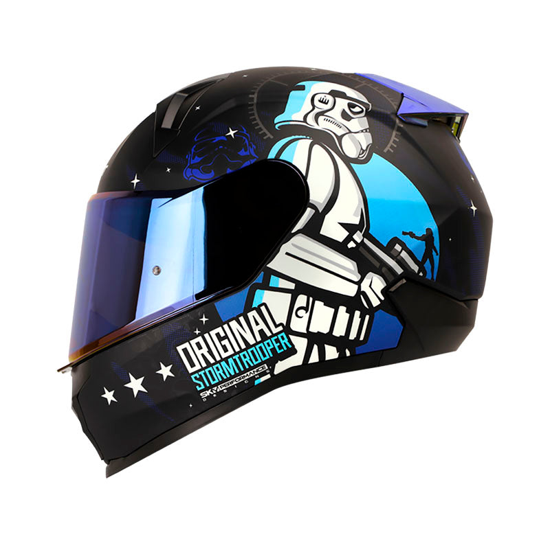 CASCO SHAFT SH-560 TROOPER NEGRO AZUL VISOR IRIDIUM