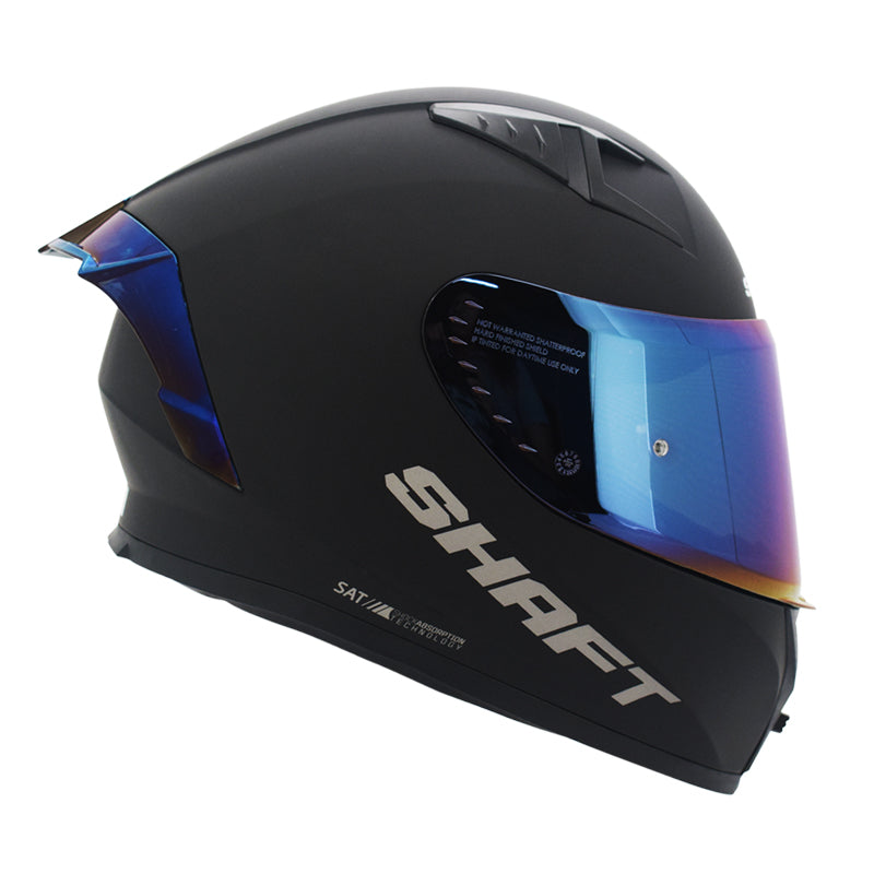 CASCO SHAFT SH-526SP SOLID MATE NEGRO AZUL VISOR IRIDIUM
