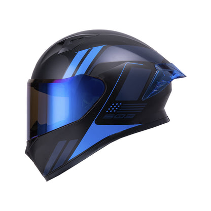 CASCO ICH-503 NEZA MATE NEGRO AZUL VISOR AZUL