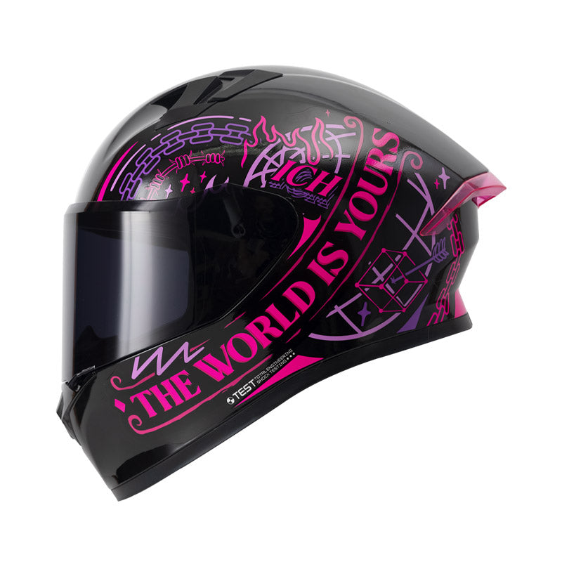 CASCO ICH ICH-503 NAS NEGRO FUCSIA VISOR HUMO