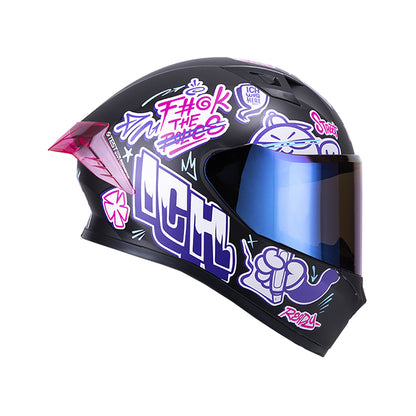 CASCO ICH-503 SKILL MATE NEGRO MORADO VISOR AZUL