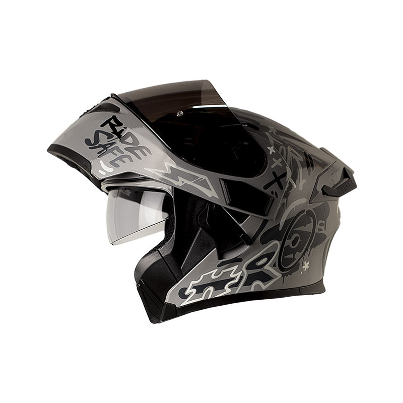 CASCO HRO HRO-3400DV EVO DESTROY GRIS BLANCO VISOR PLATA