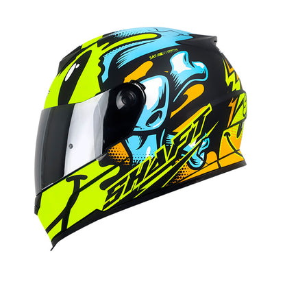 CASCO SHAFT SH-502 SMILEY MATE NEGRO AMARILLO VISOR PLATA