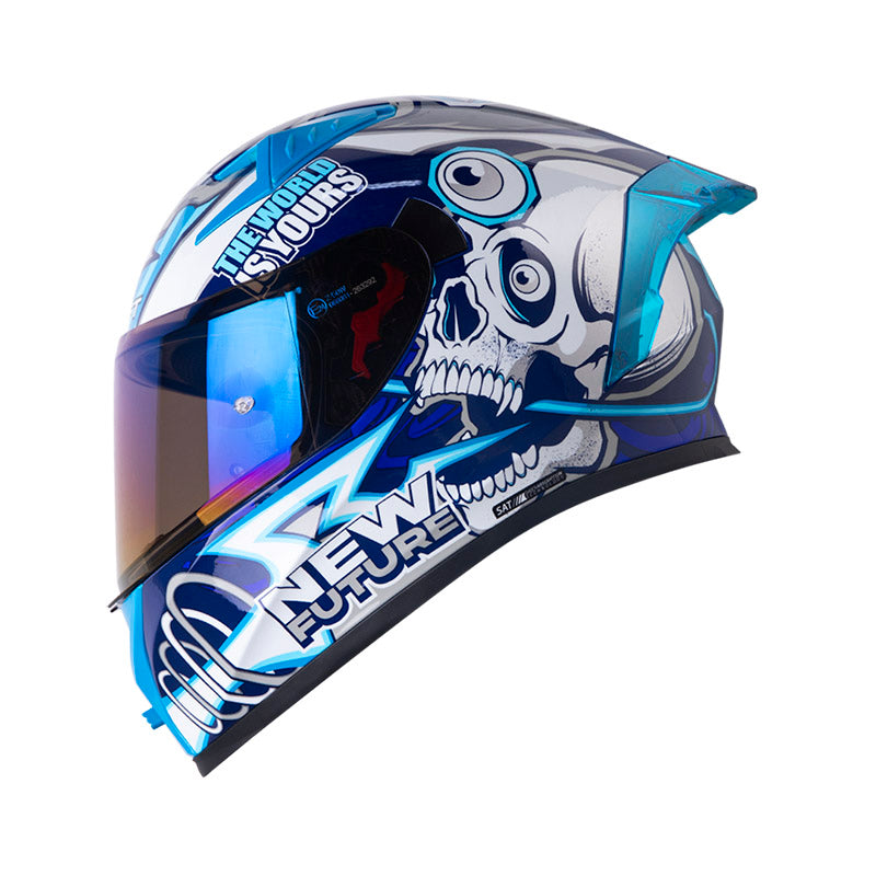 CASCO SHAFT SH-526SP EVO LUCKY AZUL OSCURO BLANCO IRIDIUM