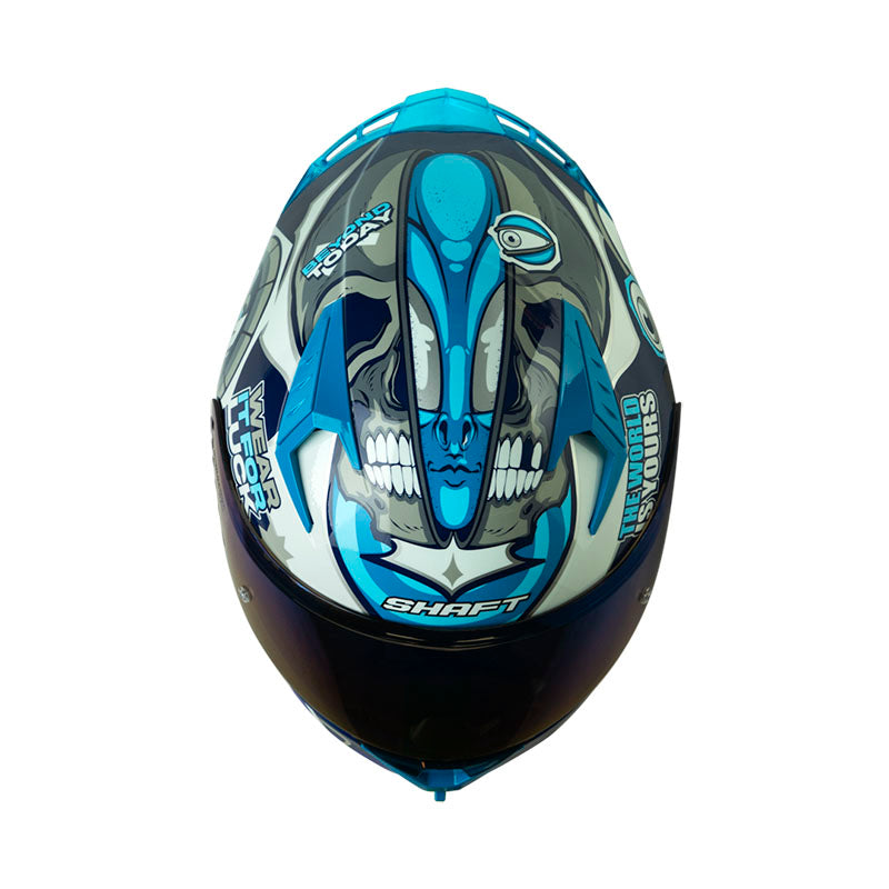 CASCO SHAFT SH-526SP EVO LUCKY AZUL OSCURO BLANCO IRIDIUM