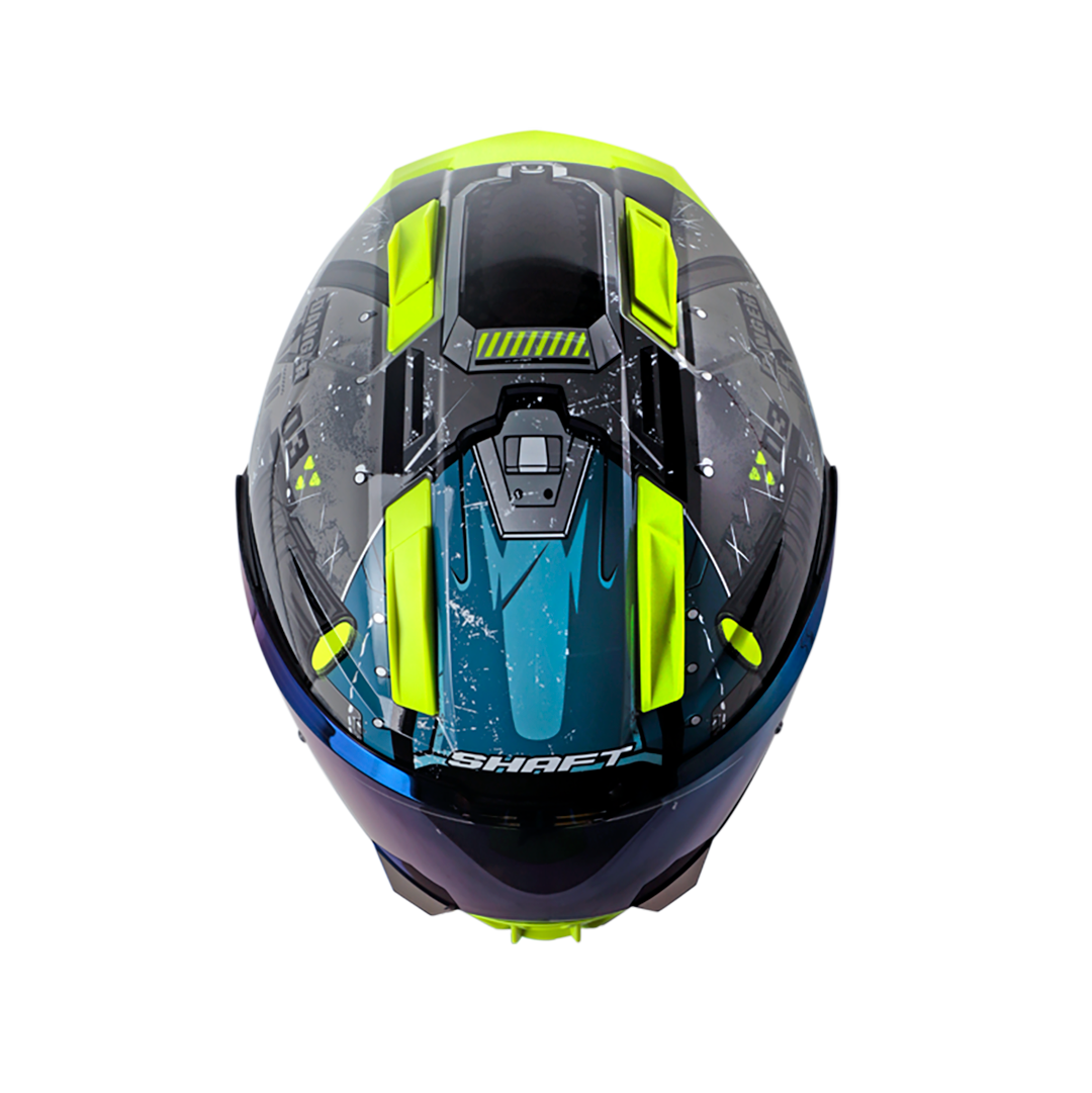 CASCO SHAFT SH-595 OMEGA GRIS AZUL VISOR IRIDIUM AZUL