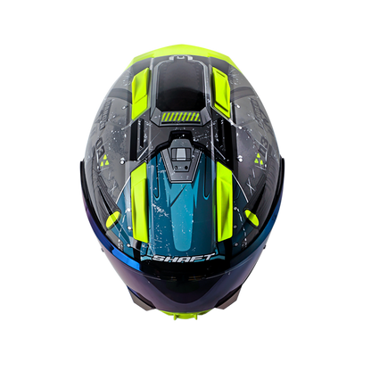 CASCO SHAFT SH-595 OMEGA GRIS AZUL VISOR IRIDIUM AZUL