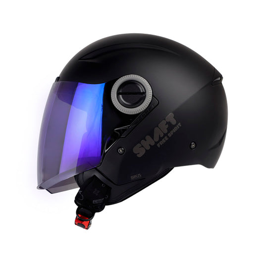 CASCO SHAFT SH-212 SOLID MATE NEGRO NEGRO VISOR AZUL