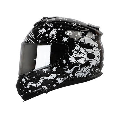 CASCO SHAFT SH-610DV PRO TIGRE NEGRO BLANCO VISOR PLATA