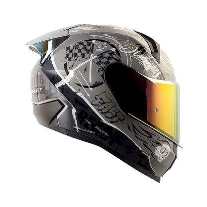CASCO SHAFT SH-560 EVO MOTION V2 GRIS NEGRO VISOR IRIDIUM ROJO
