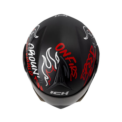 CASCO ICH ICH-3110DV NO FEAR MATE NEGRO ROJO VISOR ROJO
