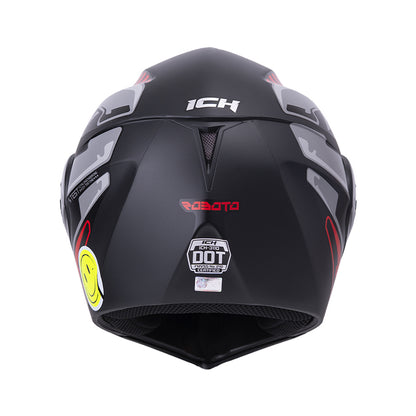 CASCO ICH ICH-3110DV ROBOTO MATE NEGRO ROJO VISOR PLATA