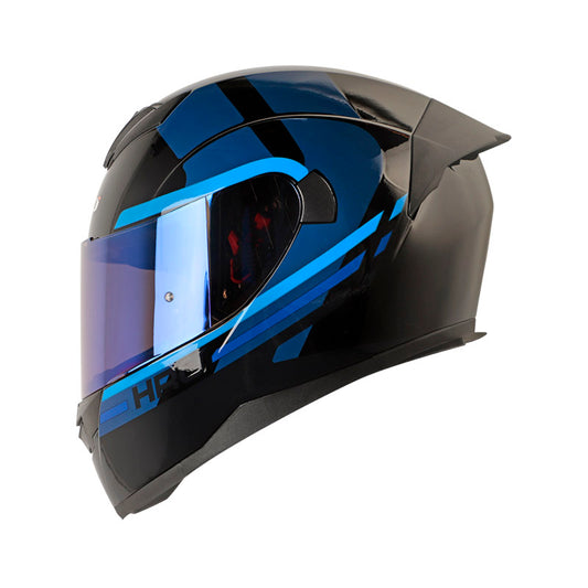 CASCO HRO HRO-511 NET NEGRO AZUL VISOR IRIDIUM AZUL