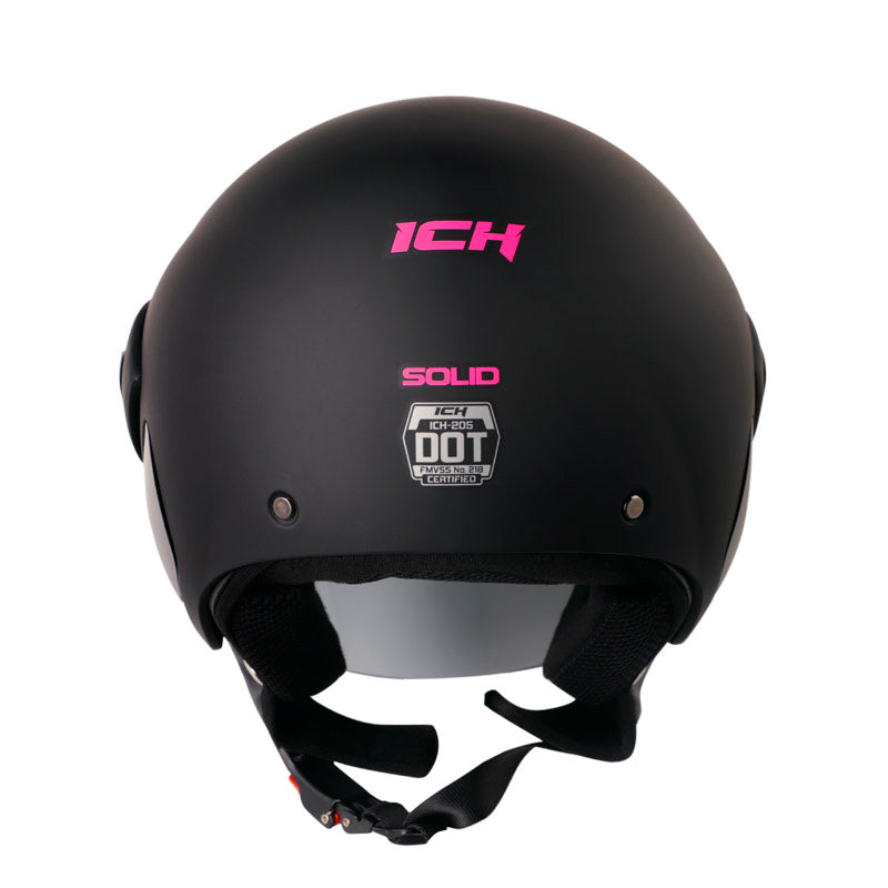 CASCO ICH ICH-205 SOLID MATE NEGRO FUCSIA VISOR IRIDIUM HUMO