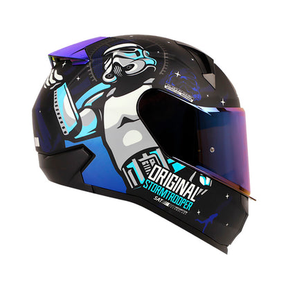 CASCO SHAFT SH-560 TROOPER NEGRO AZUL VISOR IRIDIUM