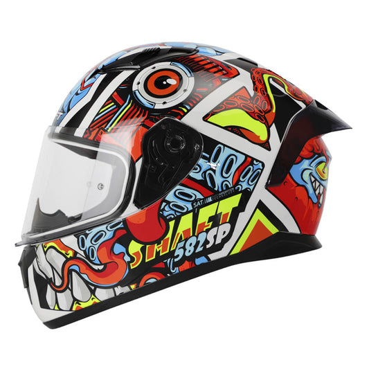 CASCO SHAFT SH-582SP COMIC MONSTER NEGRO NARANJA NEON