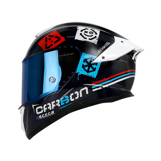CASCO SHAFT SH-620C EVO STENCIL AZUL NAVY VISOR IRIDIUM