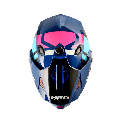 CASCO HRO HRO-MX330DV DRY AZUL FUCSIA VISOR IRIDIUM MORADO
