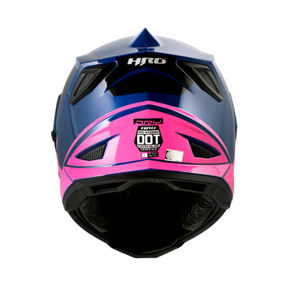 CASCO HRO HRO-MX330DV DRY AZUL FUCSIA VISOR IRIDIUM MORADO