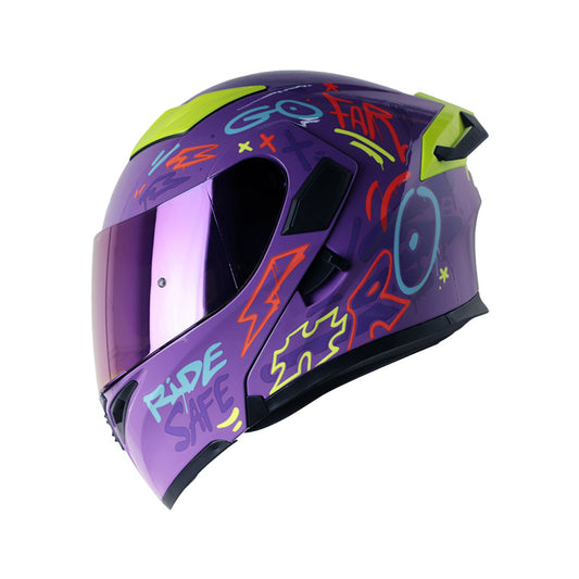 CASCO HRO HRO-3400DV EVO DESTROY MORADO AMARILLO NEON IRIDIUM