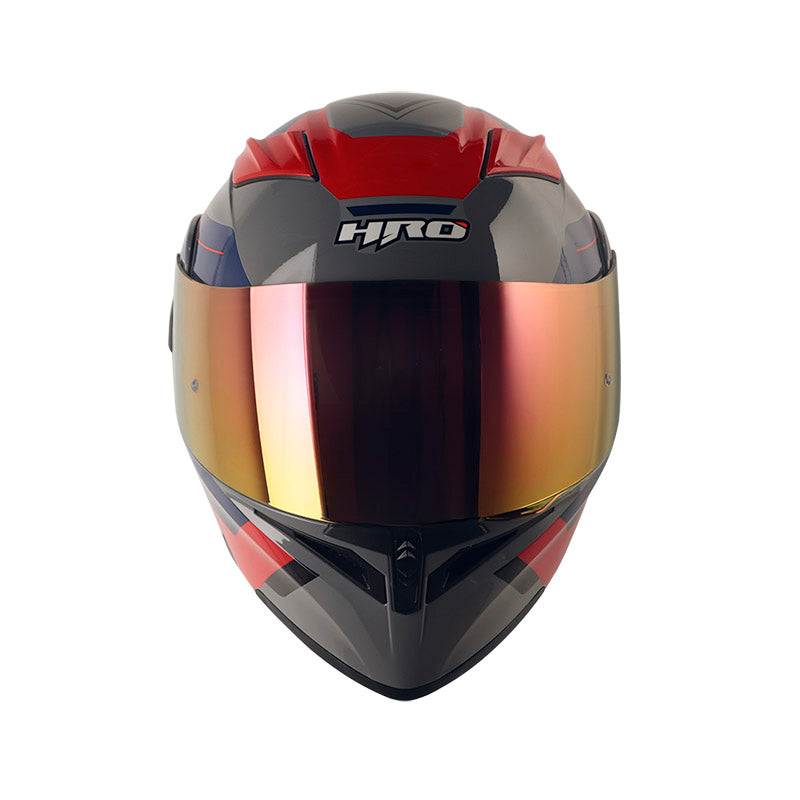 CASCO HRO HRO-3400DV LOU GRIS OSCURO ROJO VISOR IRIDIUM ROJO