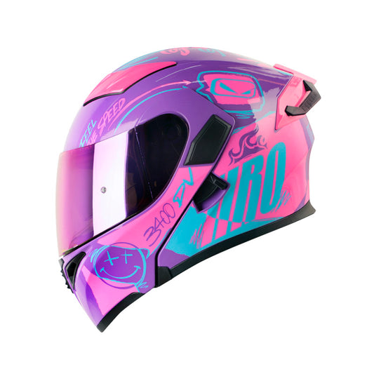 CASCO HRO HRO-3400DV RAZOR MORADO FUCSIA VISOR IRIDIUM