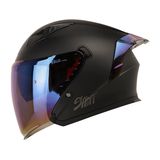 CASCO SHAFT SH-226SP SOLID MATE NEGRO VISOR IRIDIUM AZUL