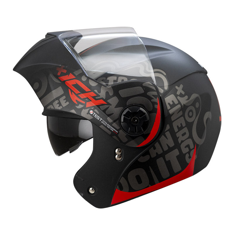 CASCO ICH ICH-3110DV WORDS EVO MATE NEGRO ROJO VISOR HUMO