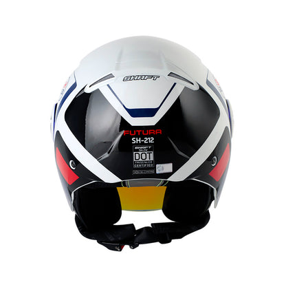 CASCO SHAFT SH-212 FUTURA BLANCO ROJO VISOR IRIDIUM