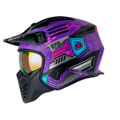 CASCO SHAFT SH-225 PILOT TOP MATE MORADO FUCSIA VISOR HUMO