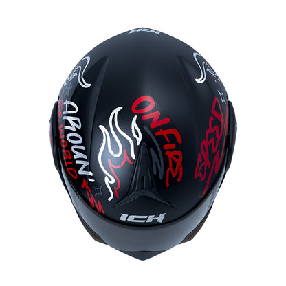 CASCO ICH ICH-3110DV NO FEAR MATE NEGRO ROJO VISOR HUMO